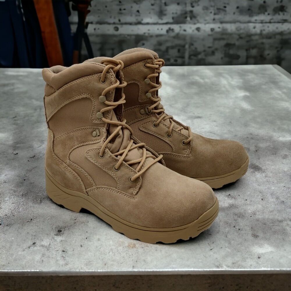 Brahma Oil Slip Resistant Sahara Tan Combat Work Boots Mens 11W (2563066) - READ